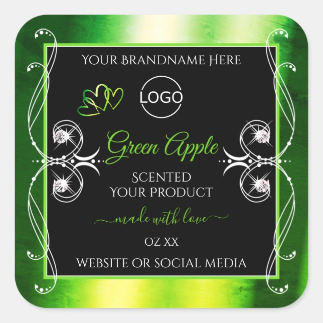 Dazzling Green Black Product Labels Jewels Logo (Front)
