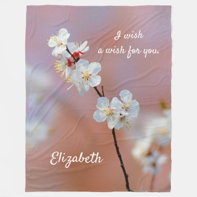 Dazzling Japanese Apricot Blossoms Fleece Blanket (Front)