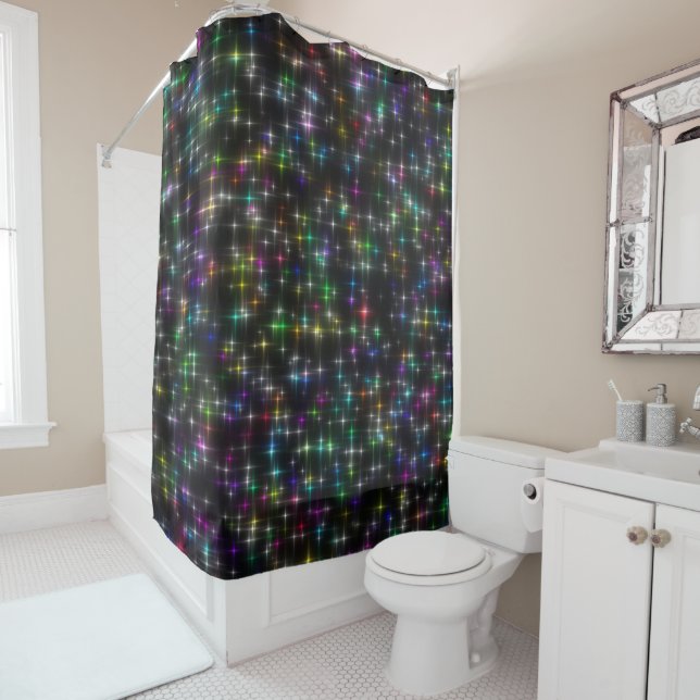 Dazzling Multicolor Stars Shower Curtain (In Situ)