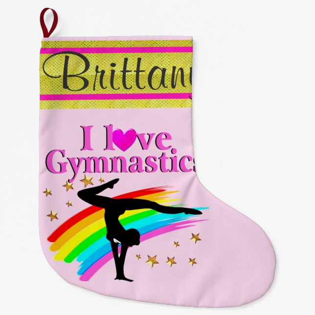 DAZZLING PERSONALIZED GYMNAST CHRISTMAS STOCKING (Front)