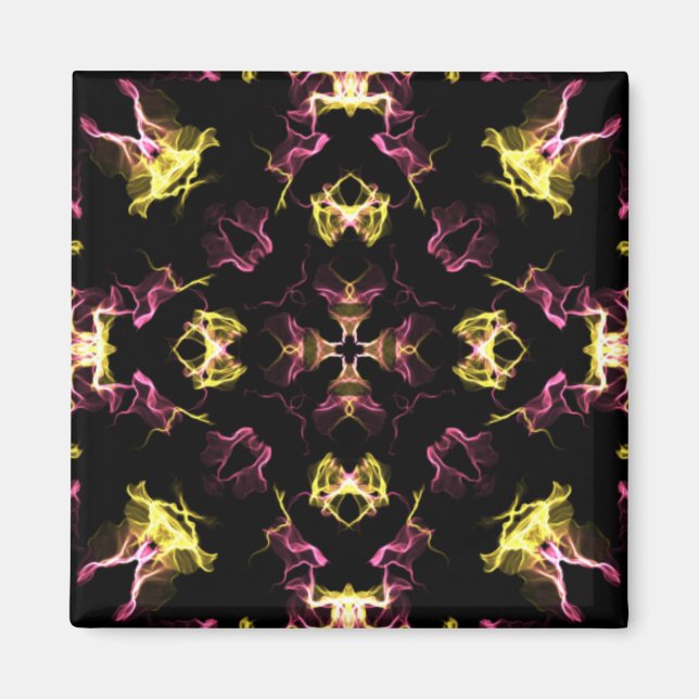 Dazzling Pink and Yellow Mandala Magnet (Front)