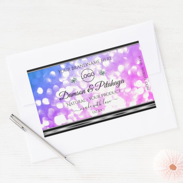 Dazzling Pink Blue Glitter Product Labels Add Logo (Envelope)