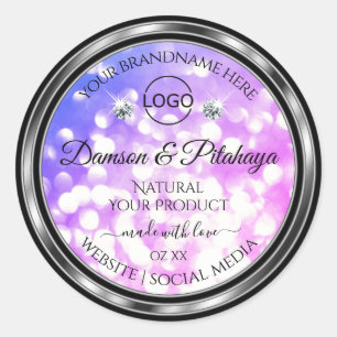 Dazzling Pink Blue Glitter Product Labels Add Logo