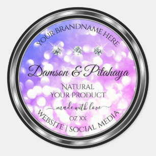 Dazzling Pink Blue Glitter Product Labels Diamonds