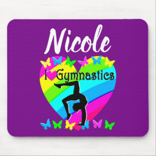 DAZZLING PURPLE I LOVE GYMNASTICS DESIGN MOUSE MAT