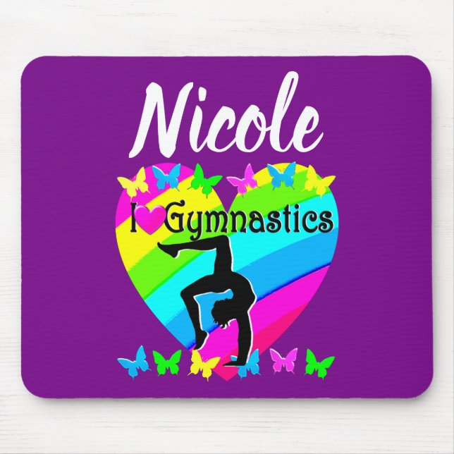DAZZLING PURPLE I LOVE GYMNASTICS DESIGN MOUSE MAT (Front)