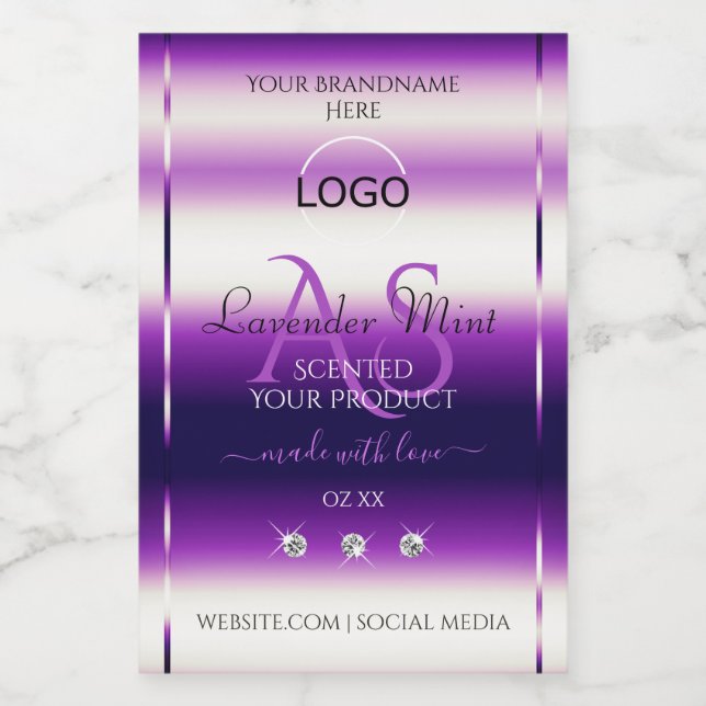 Dazzling Purple Product Label Jewels Monogram Logo (Single Label)