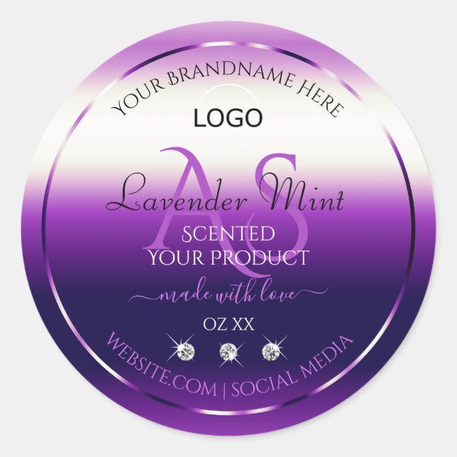 Dazzling Purple Product Label Jewels Monogram Logo (Front)