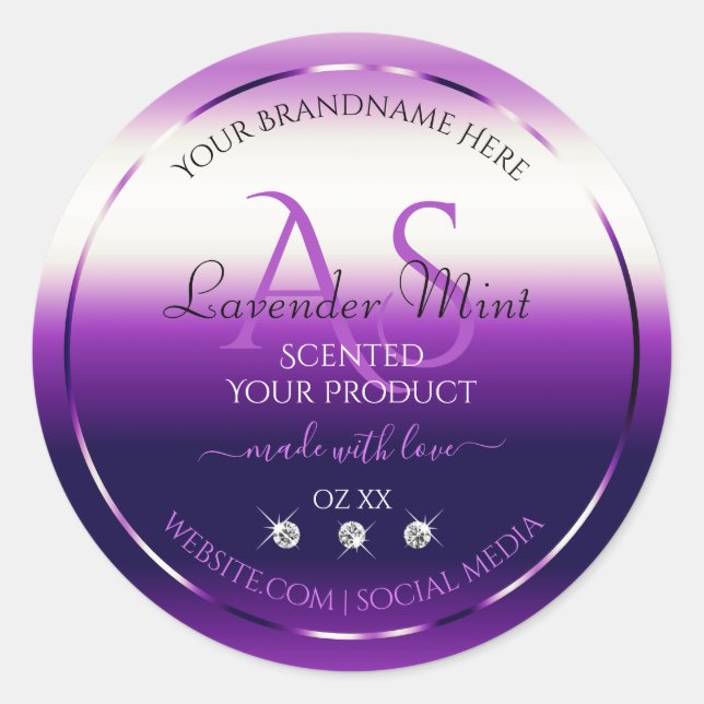 Dazzling Purple Product Labels Diamonds Monogram (Front)