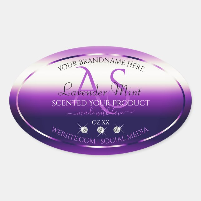 Dazzling Purple Product Labels Diamonds Monogram (Front)