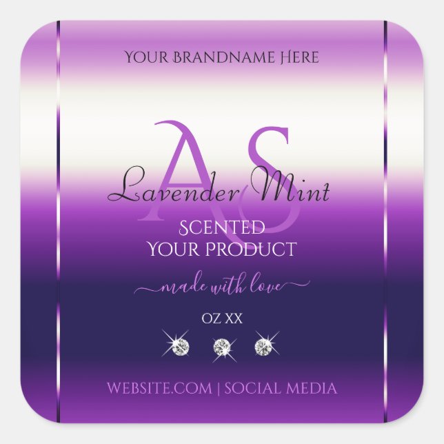 Dazzling Purple Product Labels Diamonds Monogram (Front)
