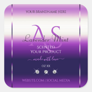 Dazzling Purple Product Labels Diamonds Monogram