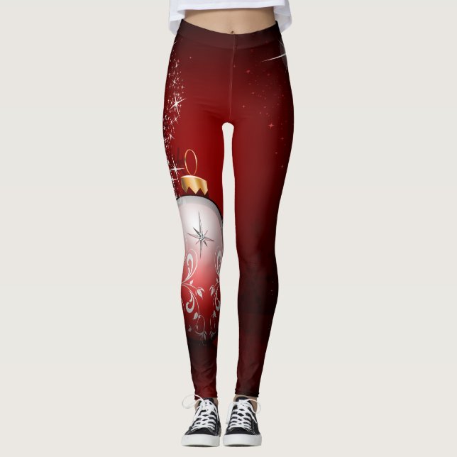 Dazzling Red CHristmas Leggings (Front)