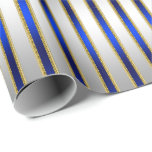 Dazzling Shiny Silver and Royal Blue Stripes Wrapping Paper<br><div class="desc">Christmas Gift Wrapping Paper. This brilliant silver and royal blue glamourous wrapping paper design is perfect for Christmas or actually any occasion - would be great for any elegant party or blue baby shower as well or for a gift for someone with a royal blue wedding theme. There is no...</div>