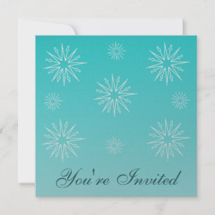 Dazzling Stars Holiday Invitation, Turquoise Invitation