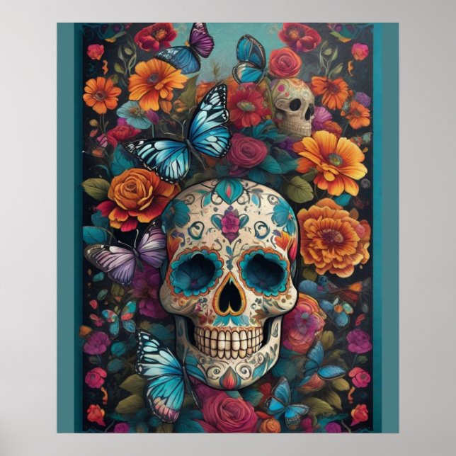 Dazzling Sugar Skull Art: Day of the Dead Delight Poster (Front)
