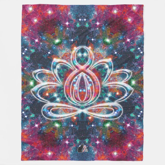 Dazzling Zen Lotus Fleece Blanket (Front)