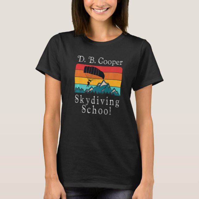 Db Cooper Skydiving School Retro Sunset T-Shirt (Front)