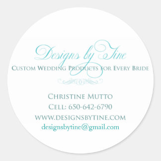 DBT_Biz_Card_1, designsbytine@gmail.com Classic Round Sticker