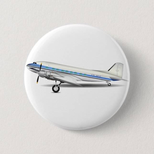 DC-3 6 CM ROUND BADGE (Front)