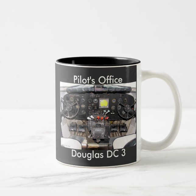 DC-3 Cockpit, Pilot's Office, Douglas DC 3 Two-Tone Coffee Mug (Right)