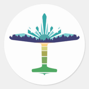 dc 6 airliner sunset classic round sticker