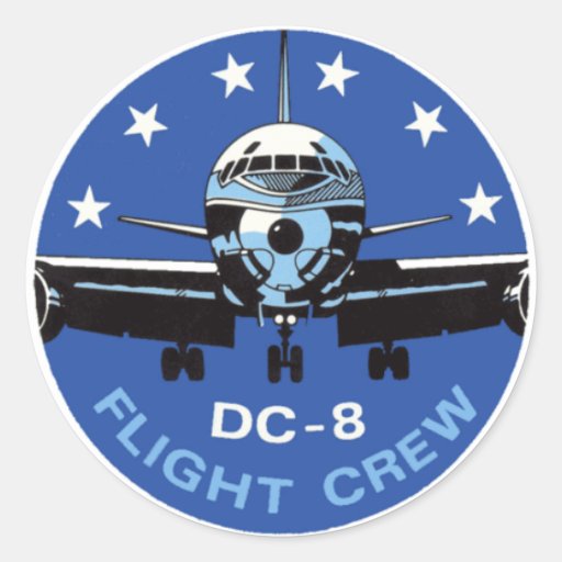 Image of DC-8 Flight Crew Classic Round Sticker