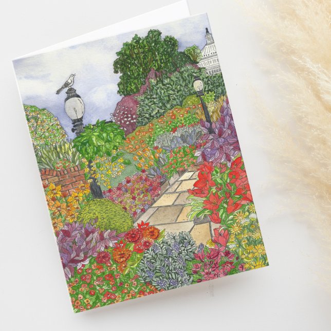 DC Capitol and Garden Watercolor Blank Thank You Card (Creator Uploaded)