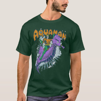 DC Comics Aquaman Ride Free UnisexAdults Blue Smal T-Shirt