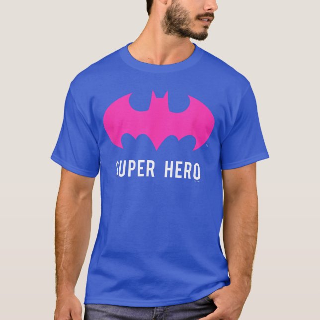 DC Comics Batman Super Hero Neon Pink BatSymbol Lo T-Shirt (Front)