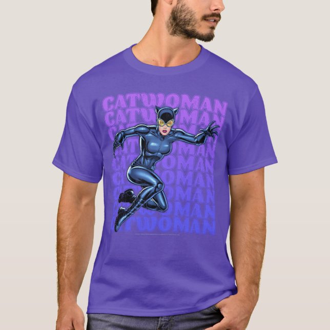 DC Comics Catwoman Name Stack Portrait boy T-Shirt (Front)
