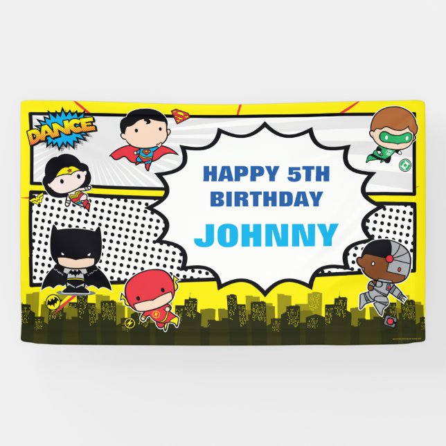 DC Comics | Justice League - Chibi Birthday Banner (Horizontal)