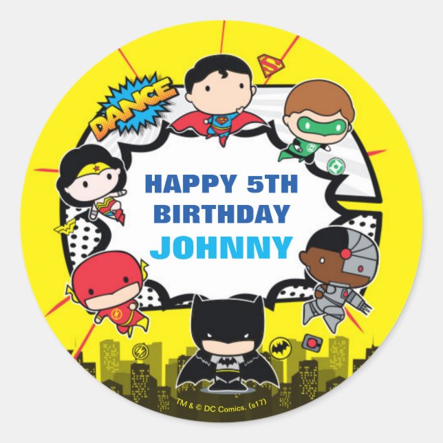 DC Comics | Justice League - Chibi Birthday Classic Round Sticker (Front)