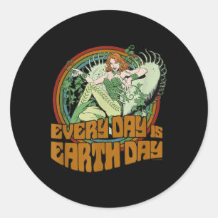 Dc Comics Poison Ivy Retro Earth Day _1 Classic Round Sticker