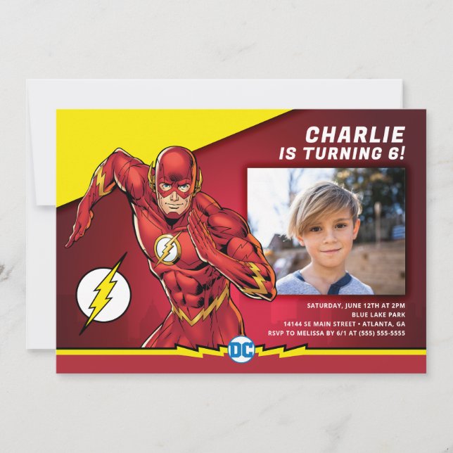 DC Comics | The Flash Photo Birthday Invitation (Front)