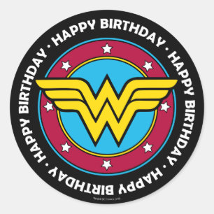 DC Comics   Wonder Woman Circle & Stars Logo Classic Round Sticker