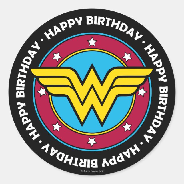 DC Comics | Wonder Woman Circle & Stars Logo Classic Round Sticker (Front)