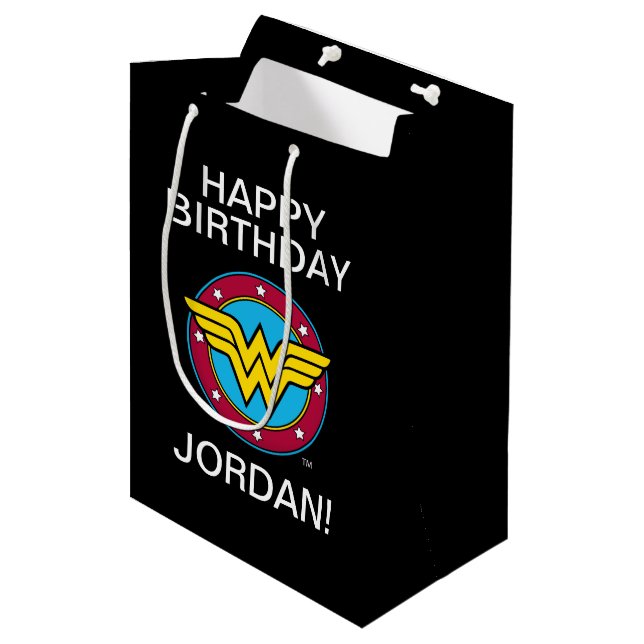 DC Comics | Wonder Woman Circle & Stars Logo Medium Gift Bag (Front Angled)