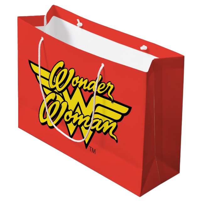 DC Comics | Wonder Woman Logo | Happy Birthday Large Gift Bag (Front Angled)