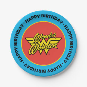 DC Comics   Wonder Woman Logo   Happy Birthday Paper Plate