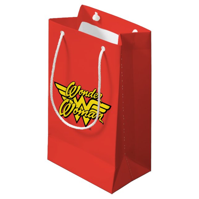 DC Comics | Wonder Woman Logo | Happy Birthday Small Gift Bag (Front Angled)