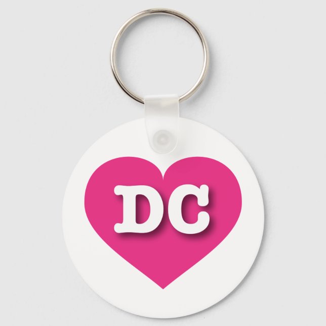 DC Hot Pink Heart - I love DC Key Ring (Front)
