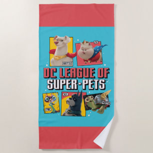 DC League of Super-Pets Character Panels Beach Towel