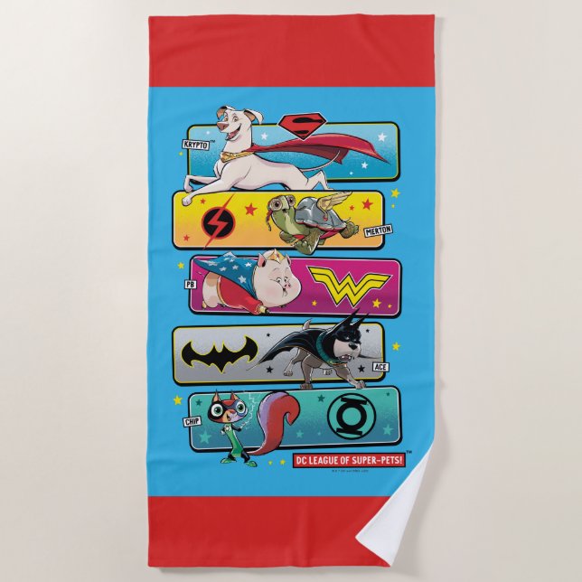 DC League of Super-Pets Panels Beach Towel (Front)