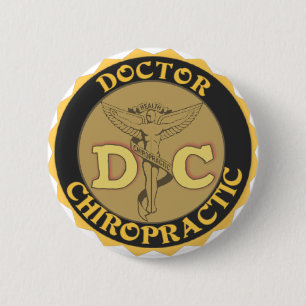 DC LOGO - DOCTOR CHIROPRACTIC CADUCEUS 6 CM ROUND BADGE