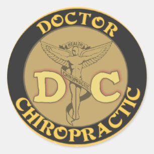 DC LOGO - DOCTOR CHIROPRACTIC CADUCEUS CLASSIC ROUND STICKER