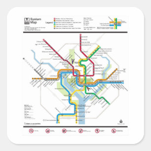 DC Metro Map Square Sticker