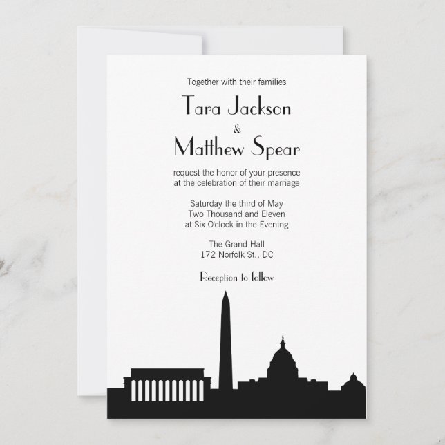 DC Skyline Wedding Invitation (Front)