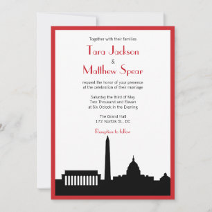 DC Skyline Wedding Invitation - Red