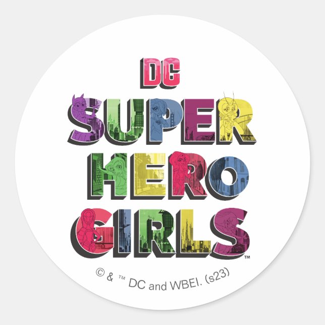 DC Super Hero Girls City Lettering Classic Round Sticker (Front)
